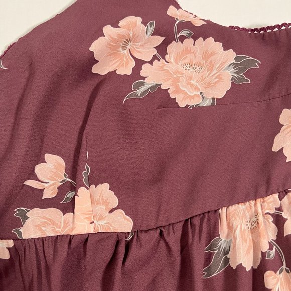 Torrid Size 1 Top Pastel Pink Floral Lexie Georgette Baby Doll Cami High Low - Picture 9 of 13